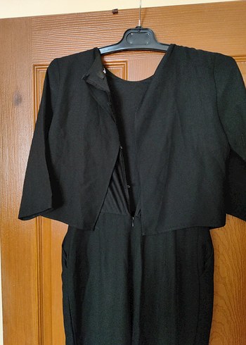 Kadın Siyah Kemerli Uzun Tulum - Görsel 6