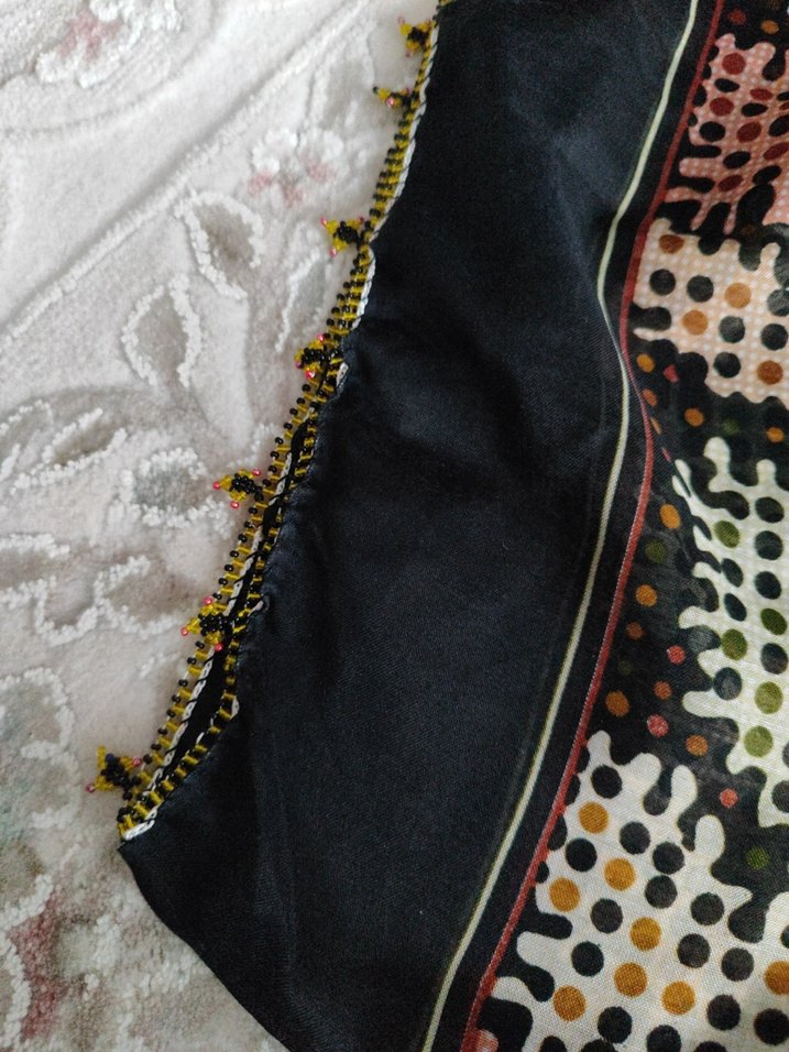 Dantel Detaylı Çok Renkli Kadın Fular - Görsel 2