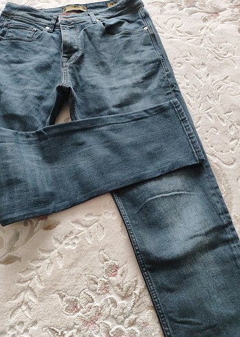 Gri Erkek Denim Pantolon, Regular Fit, Midi Boy - Görsel 3