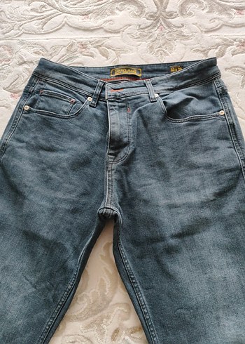 Gri Erkek Denim Pantolon, Regular Fit, Midi Boy - Görsel 4