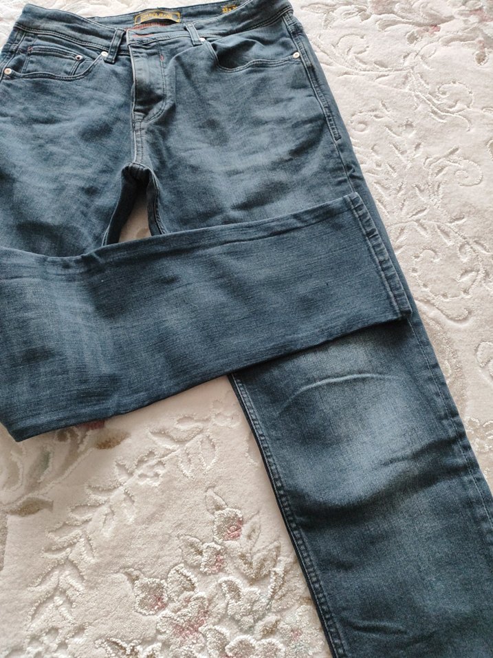 Gri Erkek Denim Pantolon, Regular Fit, Midi Boy - Görsel 3