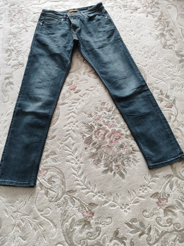 Gri Erkek Denim Pantolon, Regular Fit, Midi Boy - Görsel 2