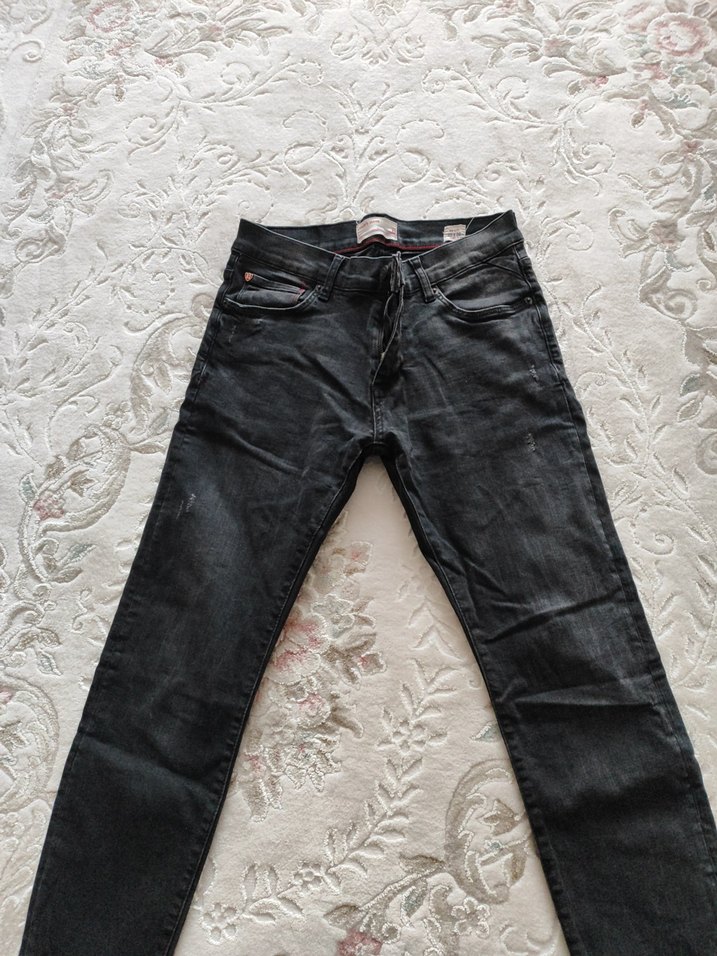 Siyah erkek Denim Jean, Normal Boy, Bağcıklı - Görsel 2