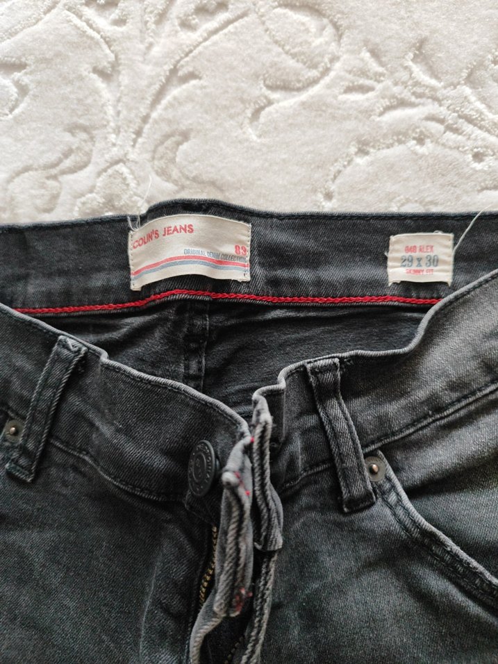 Siyah erkek Denim Jean, Normal Boy, Bağcıklı - Görsel 5