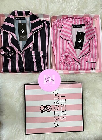 Victoria s Secret Saten VS koyu pembe pijama