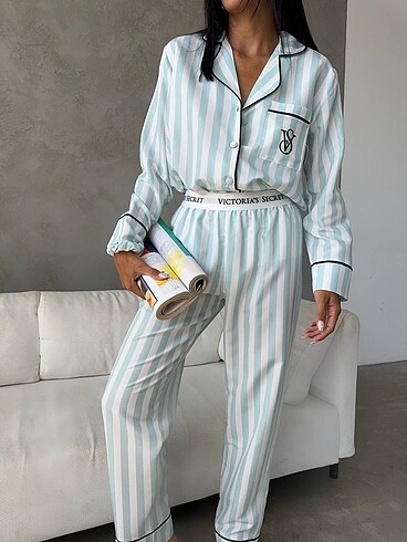VS Mavi pamuk pijama