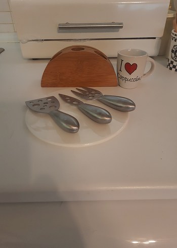 Beyaz Tabaklı Gri Peynir Bıçağı Seti - Görsel 2