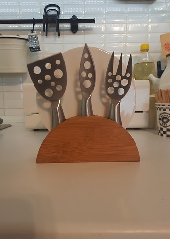 Beyaz Tabaklı Gri Peynir Bıçağı Seti - Görsel 3