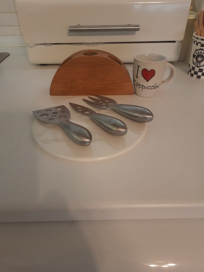 Beyaz Tabaklı Gri Peynir Bıçağı Seti - Görsel 2