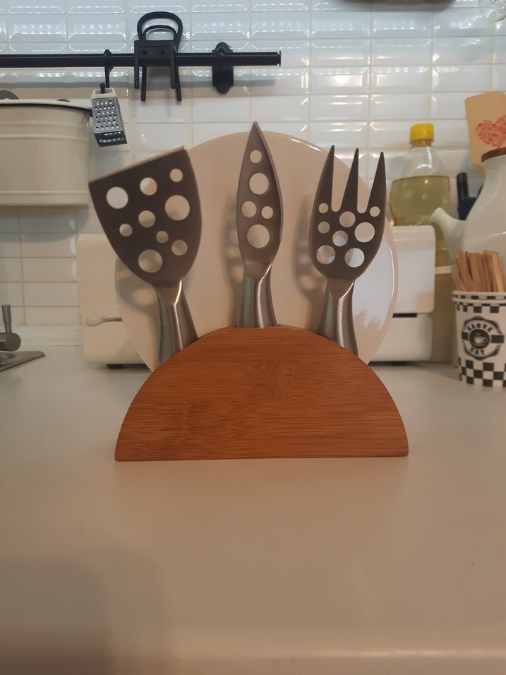 Beyaz Tabaklı Gri Peynir Bıçağı Seti - Görsel 3