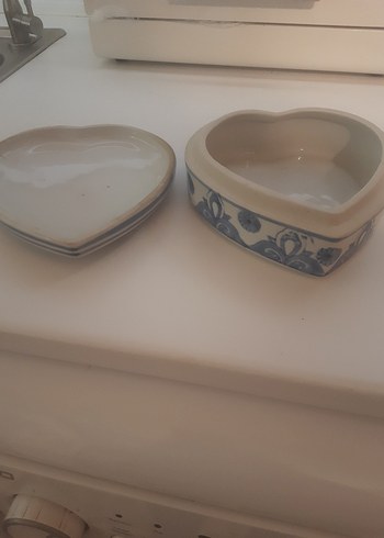 Mavi Kalp Şekilli Desenli Kapaklı Tabak - Görsel 4