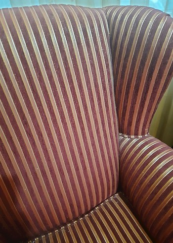 2 adet Bordo Çizgili Modern Klasik Koltuk Örtüsü - Görsel 4