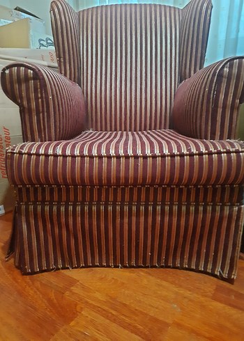 2 adet Bordo Çizgili Modern Klasik Koltuk Örtüsü - Görsel 3