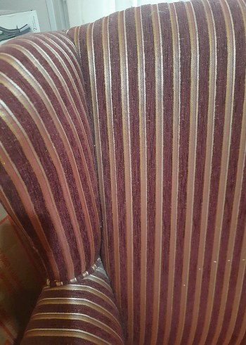 2 adet Bordo Çizgili Modern Klasik Koltuk Örtüsü - Görsel 2