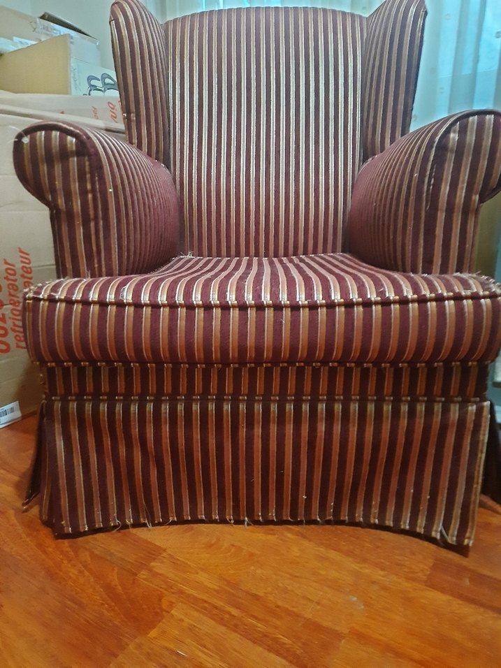 2 adet Bordo Çizgili Modern Klasik Koltuk Örtüsü - Görsel 3