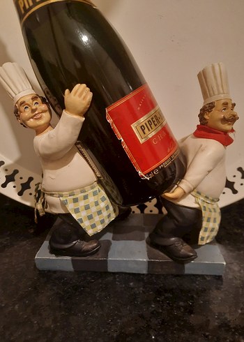 Şef Temalı Şarap Tutucu Biblo Seti - Görsel 7