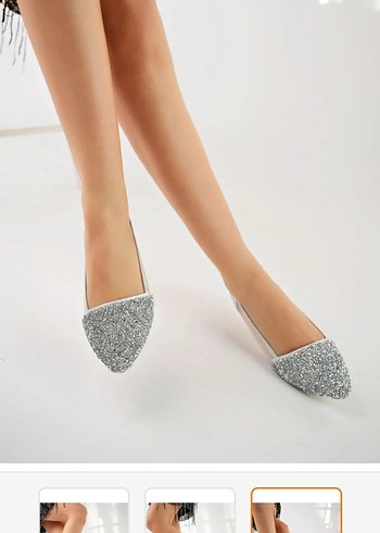 Gri Simli Stiletto Topuklu Kadın Ayakkabı