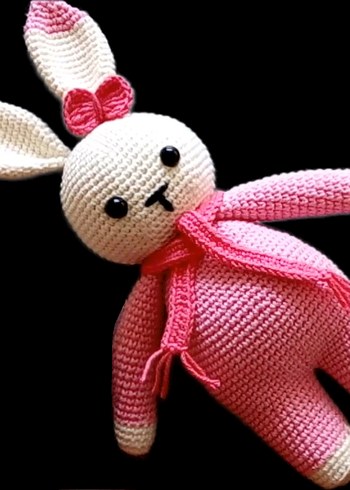 Pembe Örgü Tavşan Peluş Oyuncak