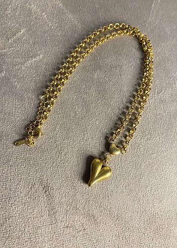 Beden altın Renk Gold renk kalpli kolye çelik paslanmaz