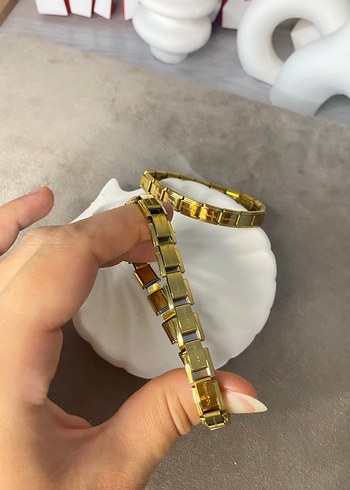 Beden altın Renk Charm bileklik Çelik nomination
