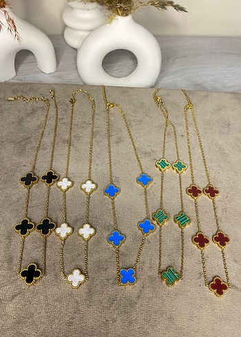 Van cleef Çelik kolye yonca çift taraflı kadın kolye