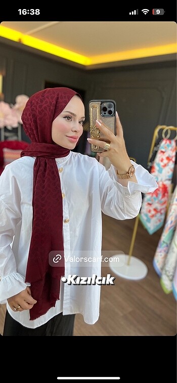 Valorscarf bloom kızılcık fildişi