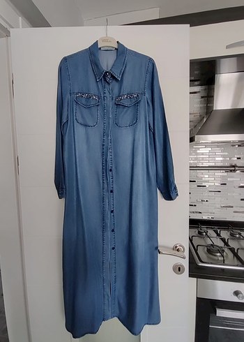 SETREMS marka Düğmeli Uzun Denim Elbise - Görsel 2