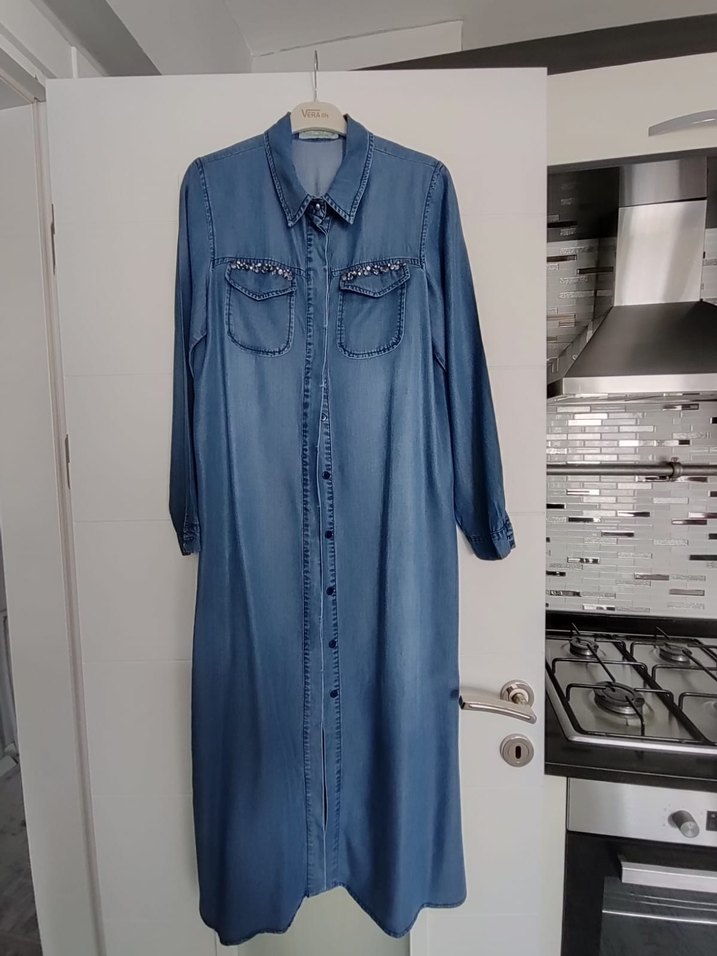 SETREMS marka Düğmeli Uzun Denim Elbise - Görsel 2