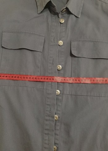 Düğmeli Mavi Denim Kadın Gömlek - Görsel 4