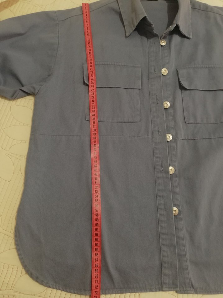 Düğmeli Mavi Denim Kadın Gömlek - Görsel 3