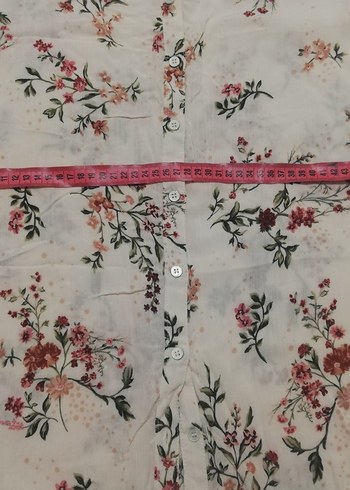 Bej Çiçek Desenli Bohem Kadın Gömlek - Görsel 3