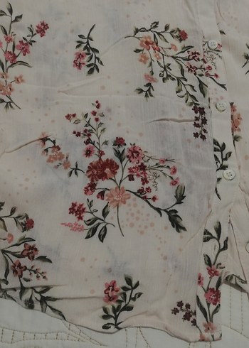 Bej Çiçek Desenli Bohem Kadın Gömlek - Görsel 4