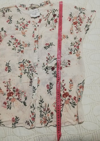 Bej Çiçek Desenli Bohem Kadın Gömlek - Görsel 2