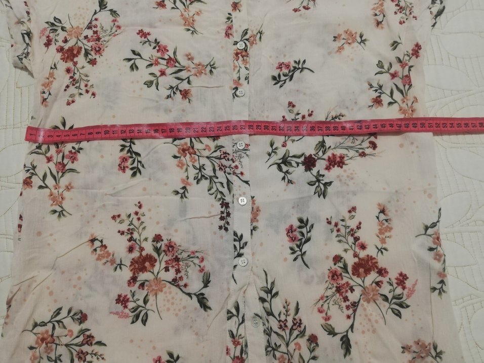 Bej Çiçek Desenli Bohem Kadın Gömlek - Görsel 3