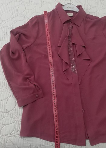 Bordo Fırfırlı Uzun Kollu Kadın Gömlek - Görsel 3