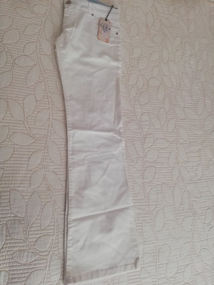 Beyaz Pamuklu Kadın Kumaş Pantolon - Görsel 3