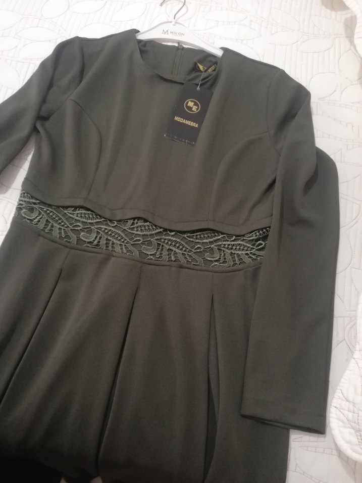 Haki renk elbise - Görsel 3