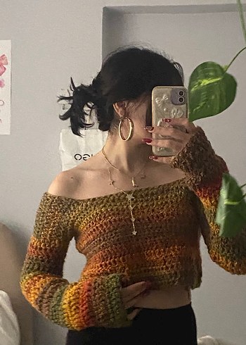 Bohem Çok Renkli Triko Kadın Kazak - Görsel 2