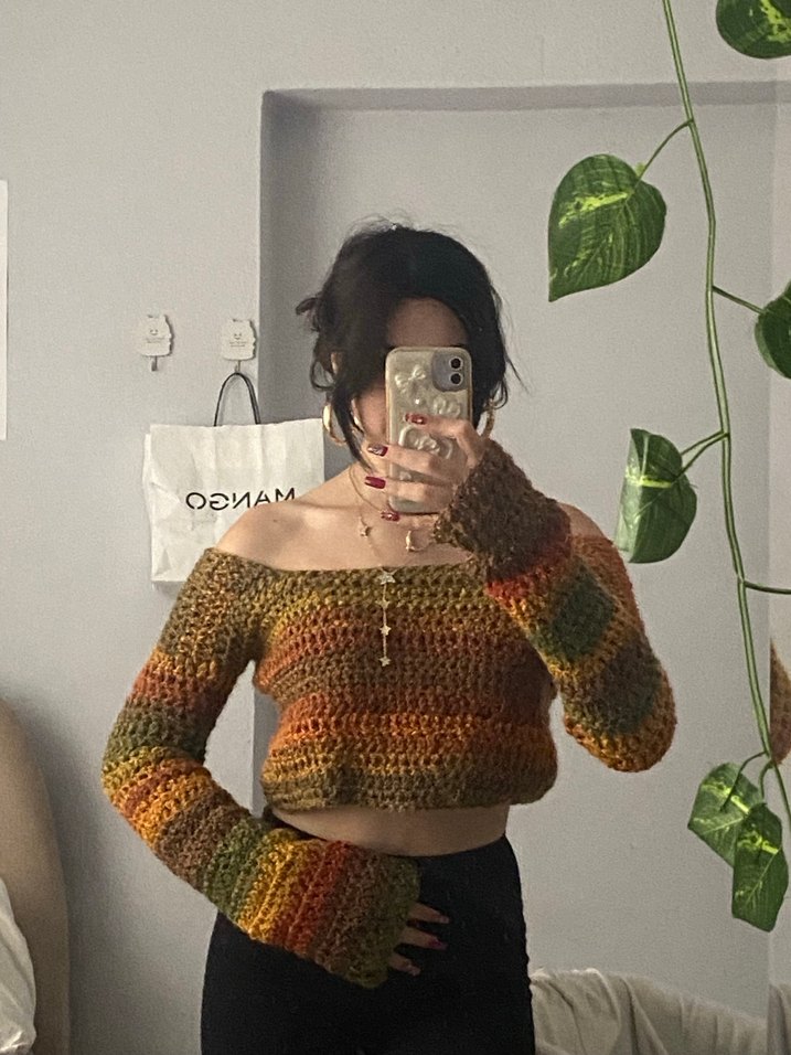 Bohem Çok Renkli Triko Kadın Kazak - Görsel 3