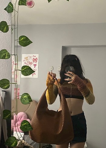 Kahverengi Deri  Kadın Çanta - Görsel 2