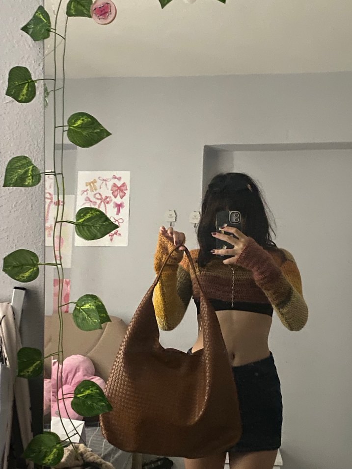 Kahverengi Deri  Kadın Çanta - Görsel 2