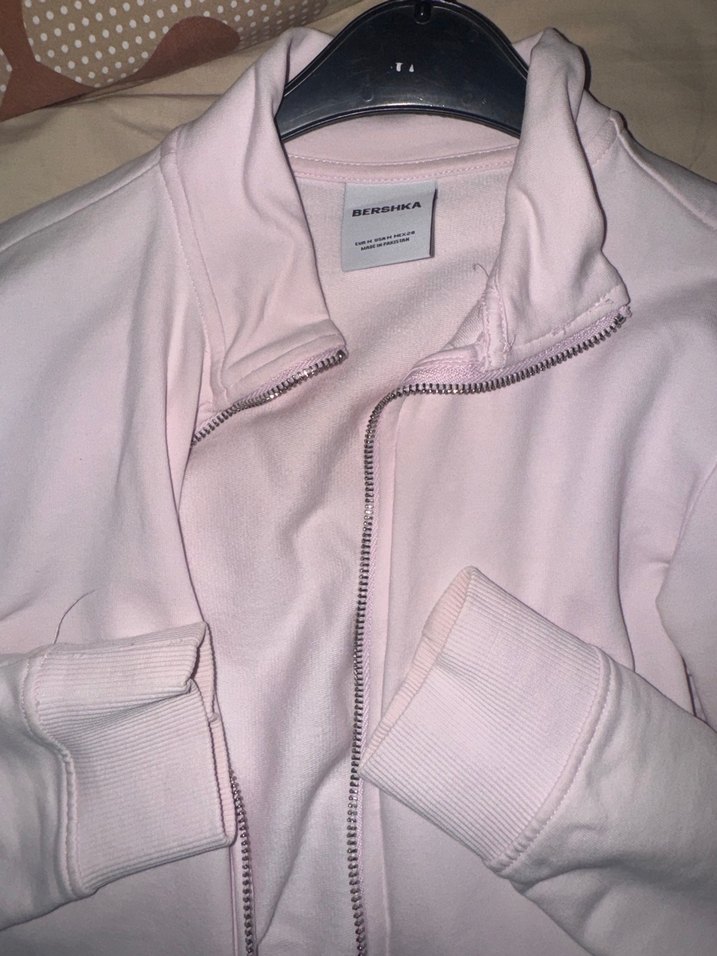 Kadın Pembe Fermuarlı Yüksek Yaka Sweatshirt BERSHKA - Görsel 2