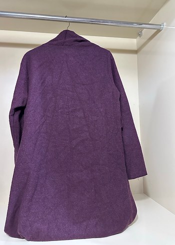 Kadın Mor Keten Salaş Uzun Ceket - Görsel 2