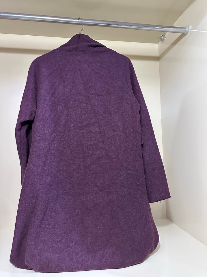 Kadın Mor Keten Salaş Uzun Ceket - Görsel 2