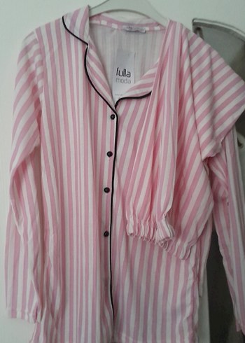 Pembe Çizgili Uzun Kollu Kadın Pijama Takımı