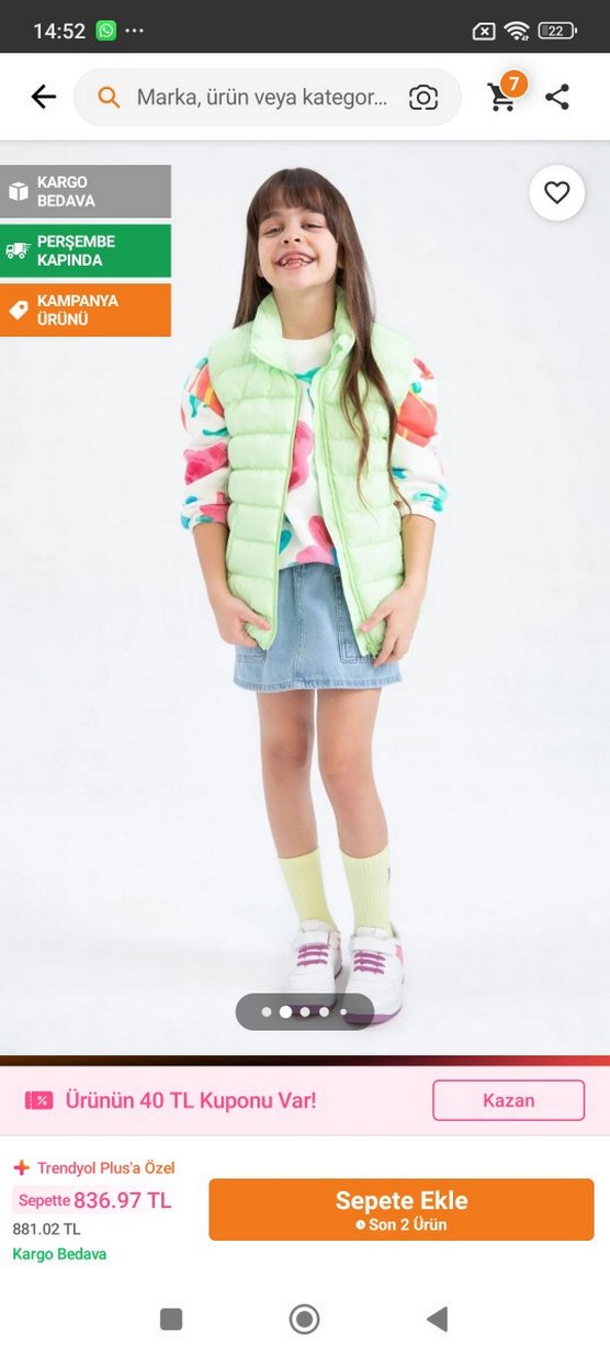 Kız Çocuk Çok Renkli Bağlama Desenli Yelek - Görsel 2