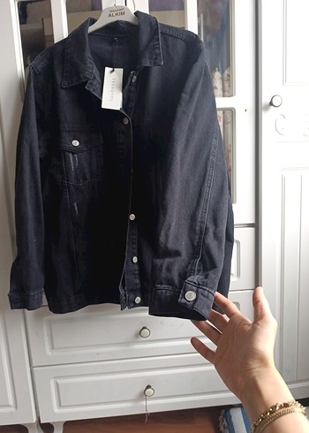 Siyah Düğmeli Kadın Denim Ceket - Görsel 4