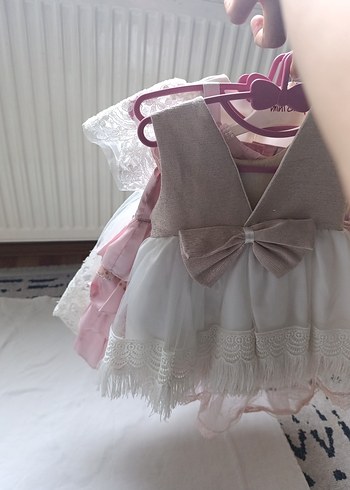 Kız Çocuk Beyaz Dantel İşlemeli Straplez Elbise - Görsel 4