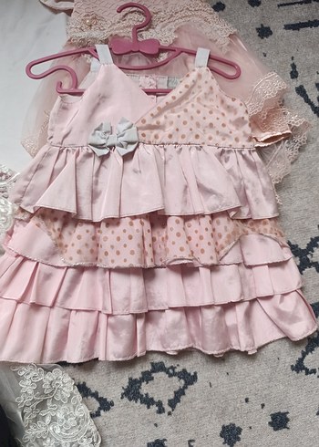 Kız Çocuk Beyaz Dantel İşlemeli Straplez Elbise - Görsel 5