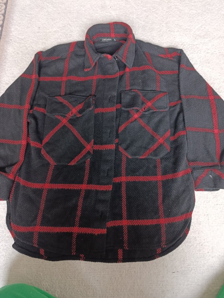 Düğmeli Kırmızı Kareli Kadın Gömlek - Görsel 4